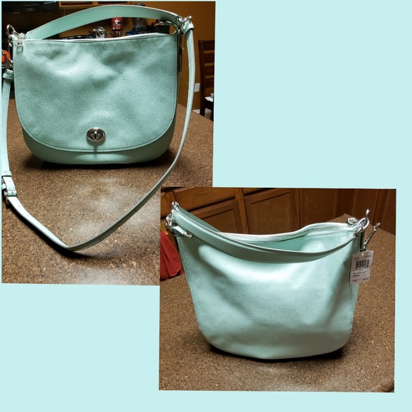 Women's Coach-Pebble Turnlock Hobo Bag-Mint Green - Picture 5 of 8